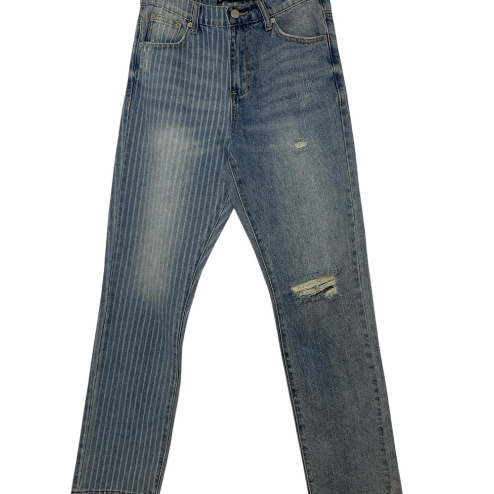 NWT Blue Revival  High Rise Straight Leg Blue Pin Striped Denim Jeans Waist 25”